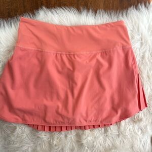 Coral Pleated Hem Athletic Skirt